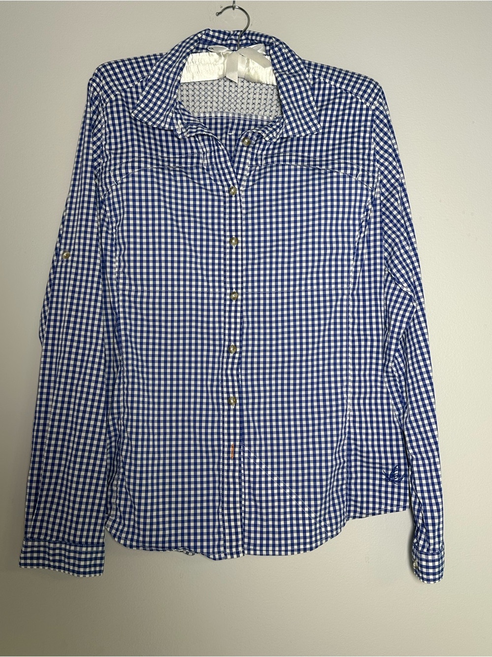 Orvis Women's Blue Gingham Button-Down Shirt Medium